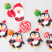 Load image into Gallery viewer, 50pcs/set Christmas Lollipop Paper Cards Cartoon Santa Claus Penguin Kids Candy Gifts Package Wrapping New Year Party Decoration