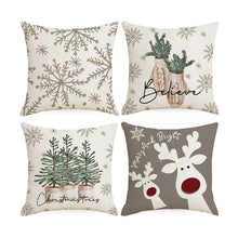 Load image into Gallery viewer, 4pcs/set 45cm Christmas Cushion Cover Pilllowcase Merry Christmas Elk Printing Pillow Case for Sofa Cushion Christmas Party Decoration