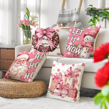 Load image into Gallery viewer, 45cm Pink Merry Christmas Cushion Cover Pilllowcase Christmas Elk Printing Pillow Case for Sofa Cushion Christmas Party Decoration