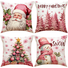 Load image into Gallery viewer, 45cm Pink Merry Christmas Cushion Cover Pilllowcase Christmas Elk Printing Pillow Case for Sofa Cushion Christmas Party Decoration