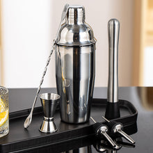 Load image into Gallery viewer, 1Set Cocktail Shaker Bar Set Stainless Steel Bartender Kit Boston Shaker/Jigger/Strainer/Bar Mixer Spoon/Tongs Party Bar Tools