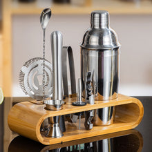 Load image into Gallery viewer, 10Pcs/Set Stainless Steel Cocktail Shaker Set Mixer Bartender Kit Cobbler Boston Shaker Bars Tools Tongs Jigger Mixer Muddler Pourer Spoon