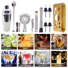 Load image into Gallery viewer, 10Pcs/Set Stainless Steel Cocktail Shaker Set Mixer Bartender Kit Cobbler Boston Shaker Bars Tools Tongs Jigger Mixer Muddler Pourer Spoon