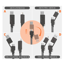 Load image into Gallery viewer, 4 In 1 PD Fast Charging Portable Application TYPE-C 60W For Iphone 27W Fast Charging Data Cable Keychain Data Cable