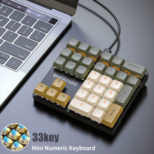 Load image into Gallery viewer, 33 Key Wired Mechanical Numeric Keypad with Multi-color Lights Suitable for Finance, Business, Laptop Numeric Keyboard