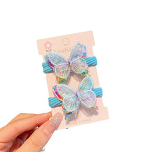 Load image into Gallery viewer, 2pcs Sequin Butterfly Hair Tie Girls Ponytail Elastic Hair Bands Kids Hair Accessories Children Hair Ties Baby Headwear