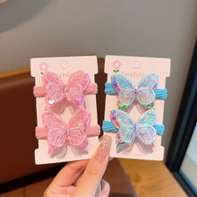 Load image into Gallery viewer, 2pcs Sequin Butterfly Hair Tie Girls Ponytail Elastic Hair Bands Kids Hair Accessories Children Hair Ties Baby Headwear