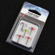 Load image into Gallery viewer, 5PCS High Carbon Steel Ice Hook Luminous Triple Hook Spiny Lure Bait Black Nickel Hook Winter Carp Bass Fishing Accessories