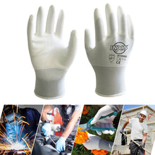 Load image into Gallery viewer, 1 Pair 13-Pin White Nylon PU Coated Palm Gloves Dustproof Anti-Slip Wear-Resistant Mechanical Maintenance Handling Labor Protection Gloves