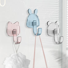 Load image into Gallery viewer, 1Pc Cartoon Punch Free Hook Strong Load-bearing Door Rear Hook Semi Transparent Kitchen Bathroom Wall Hooks