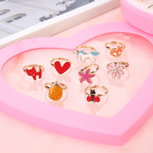 Load image into Gallery viewer, 12/36PCS Shiny Adjustable Children's Cartoon Rings Candy Flower Diamond Bow Shape Ring Set Jewellery Rings Kid Girls Toys