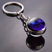 Load image into Gallery viewer, Creative 12 Constellation Luminous Key Ring Time Stone Double-Sided Glass Ball Metal Keychain Pendant Key Chain Accessories