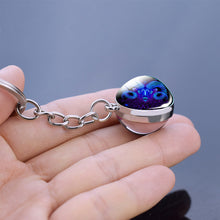 Load image into Gallery viewer, Creative 12 Constellation Luminous Key Ring Time Stone Double-Sided Glass Ball Metal Keychain Pendant Key Chain Accessories