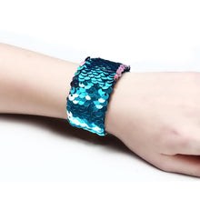 Load image into Gallery viewer, Shiny Glitter Slap Bracelet Two Color Change Wrist Strap Kid Friendship Couples Bracelets New Year Party Decoration