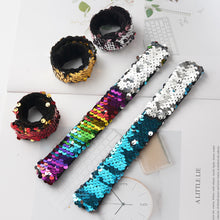 Load image into Gallery viewer, Shiny Glitter Slap Bracelet Two Color Change Wrist Strap Kid Friendship Couples Bracelets New Year Party Decoration