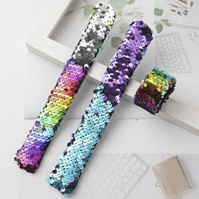 Load image into Gallery viewer, Shiny Glitter Slap Bracelet Two Color Change Wrist Strap Kid Friendship Couples Bracelets New Year Party Decoration