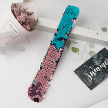 Load image into Gallery viewer, Shiny Glitter Slap Bracelet Two Color Change Wrist Strap Kid Friendship Couples Bracelets New Year Party Decoration