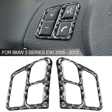 Load image into Gallery viewer, 2Pcs Car Steering Wheel Buttons Cover Trim Sticker Carbon Fiber For BMW 3 Series E90 2005 - 2012