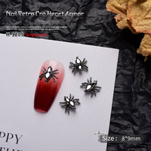 Load image into Gallery viewer, 1pc Retro Dark Gothic Punk Style Alloy 3D Nail Art Charms Heart Skeleton Spider Cross Design for Halloween Nails Decoration Accessories
