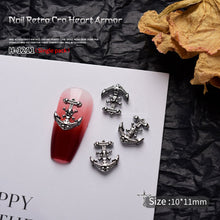 Load image into Gallery viewer, 1pc Retro Dark Gothic Punk Style Alloy 3D Nail Art Charms Heart Skeleton Spider Cross Design for Halloween Nails Decoration Accessories