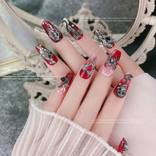 Load image into Gallery viewer, 1pc Retro Dark Gothic Punk Style Alloy 3D Nail Art Charms Heart Skeleton Spider Cross Design for Halloween Nails Decoration Accessories