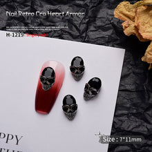 Load image into Gallery viewer, 1pc Retro Dark Gothic Punk Style Alloy 3D Nail Art Charms Heart Skeleton Spider Cross Design for Halloween Nails Decoration Accessories