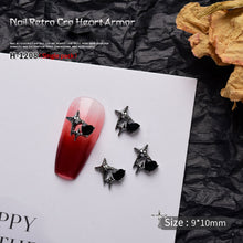 Load image into Gallery viewer, 1pc Retro Dark Gothic Punk Style Alloy 3D Nail Art Charms Heart Skeleton Spider Cross Design for Halloween Nails Decoration Accessories