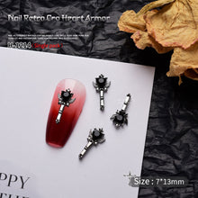 Load image into Gallery viewer, 1pc Retro Dark Gothic Punk Style Alloy 3D Nail Art Charms Heart Skeleton Spider Cross Design for Halloween Nails Decoration Accessories