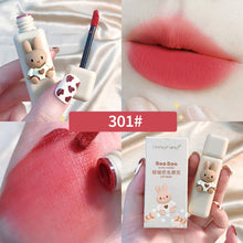 Load image into Gallery viewer, Cute Cartoon Red Matte Velvet Lip Gloss Liquid Lipstick Lasting Elegant Mud Lip Mousse Non-stick Cup Lip Tint Clay Makeup