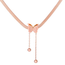Load image into Gallery viewer, Stainless Steel Frosted Butterfly Pendant Necklace Bracelet Fashionable Niche Titanium Steel Tassel Necklace Women Jewelry