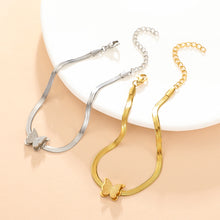 Load image into Gallery viewer, Stainless Steel Frosted Butterfly Pendant Necklace Bracelet Fashionable Niche Titanium Steel Tassel Necklace Women Jewelry
