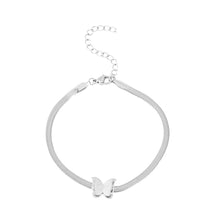 Load image into Gallery viewer, Stainless Steel Frosted Butterfly Pendant Necklace Bracelet Fashionable Niche Titanium Steel Tassel Necklace Women Jewelry
