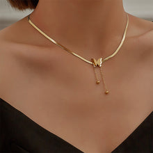 Load image into Gallery viewer, Stainless Steel Frosted Butterfly Pendant Necklace Bracelet Fashionable Niche Titanium Steel Tassel Necklace Women Jewelry