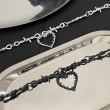Load image into Gallery viewer, Thorn Heart Pendant Necklace Personalized Punk Couple Heart Shaped Pendant Alloy Thorn Necklace Jewelry for Women