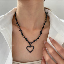 Load image into Gallery viewer, Thorn Heart Pendant Necklace Personalized Punk Couple Heart Shaped Pendant Alloy Thorn Necklace Jewelry for Women
