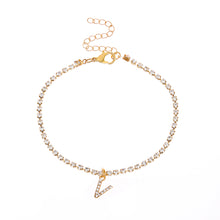 Load image into Gallery viewer, Fashion Creative Letter Pendant Rhinestone Anklet Alloy Shiny Beach Ankle Chain Foot Jewelry Accessory for Women