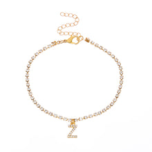 Load image into Gallery viewer, Fashion Creative Letter Pendant Rhinestone Anklet Alloy Shiny Beach Ankle Chain Foot Jewelry Accessory for Women