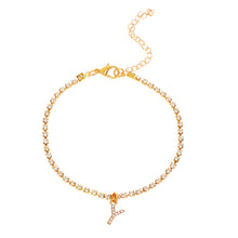 Load image into Gallery viewer, Fashion Creative Letter Pendant Rhinestone Anklet Alloy Shiny Beach Ankle Chain Foot Jewelry Accessory for Women