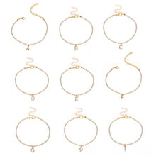 Load image into Gallery viewer, Fashion Creative Letter Pendant Rhinestone Anklet Alloy Shiny Beach Ankle Chain Foot Jewelry Accessory for Women