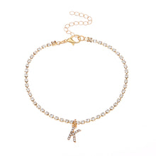 Load image into Gallery viewer, Fashion Creative Letter Pendant Rhinestone Anklet Alloy Shiny Beach Ankle Chain Foot Jewelry Accessory for Women