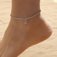 Load image into Gallery viewer, Fashion Creative Letter Pendant Rhinestone Anklet Alloy Shiny Beach Ankle Chain Foot Jewelry Accessory for Women