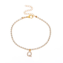 Load image into Gallery viewer, Fashion Creative Letter Pendant Rhinestone Anklet Alloy Shiny Beach Ankle Chain Foot Jewelry Accessory for Women