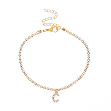 Load image into Gallery viewer, Fashion Creative Letter Pendant Rhinestone Anklet Alloy Shiny Beach Ankle Chain Foot Jewelry Accessory for Women