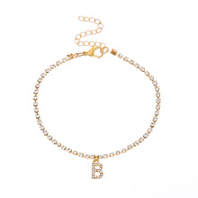 Load image into Gallery viewer, Fashion Creative Letter Pendant Rhinestone Anklet Alloy Shiny Beach Ankle Chain Foot Jewelry Accessory for Women