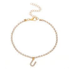 Load image into Gallery viewer, Fashion Creative Letter Pendant Rhinestone Anklet Alloy Shiny Beach Ankle Chain Foot Jewelry Accessory for Women