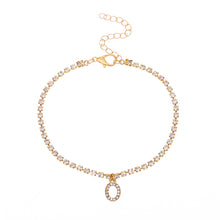 Load image into Gallery viewer, Fashion Creative Letter Pendant Rhinestone Anklet Alloy Shiny Beach Ankle Chain Foot Jewelry Accessory for Women