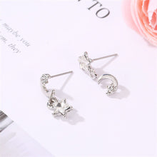 Load image into Gallery viewer, Fashionable Sweet Star Moon Asymmetric Earrings Zircon Five Point Star Moon Tassel Ear Studs Women Ear Jewelry