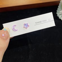 Load image into Gallery viewer, Sweet Compact Colorful Star Moon Earrings Shiny Versatile Ear Studs Earrings Women Jewelry Accessories