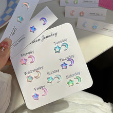 Load image into Gallery viewer, Sweet Compact Colorful Star Moon Earrings Shiny Versatile Ear Studs Earrings Women Jewelry Accessories