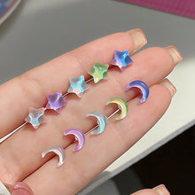 Load image into Gallery viewer, Sweet Compact Colorful Star Moon Earrings Shiny Versatile Ear Studs Earrings Women Jewelry Accessories